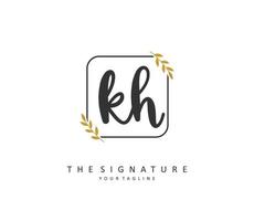 K H KH Initial letter handwriting and  signature logo. A concept handwriting initial logo with template element. vector