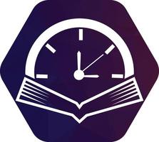 Book Time vector logo template. This design use watch or clock symbol.