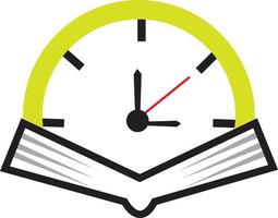 Book Time vector logo template. This design use watch or clock symbol.