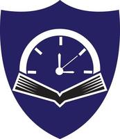 Book Time vector logo template. This design use watch or clock symbol.