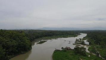 Aerial view of big river in Indonesia with wide view video