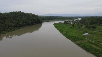 Aerial view of big river in Indonesia for background video