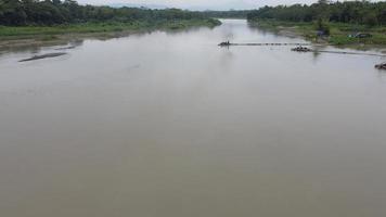 Aerial view of big river in Indonesia for background video