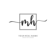 M H MH Initial letter handwriting and  signature logo. A concept handwriting initial logo with template element. vector