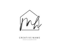 M H MH Initial letter handwriting and  signature logo. A concept handwriting initial logo with template element. vector