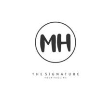 M H MH Initial letter handwriting and  signature logo. A concept handwriting initial logo with template element. vector