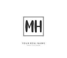 M H MH Initial letter handwriting and  signature logo. A concept handwriting initial logo with template element. vector