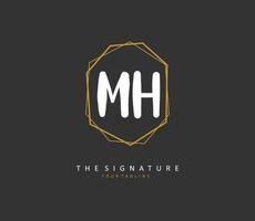 M H MH Initial letter handwriting and  signature logo. A concept handwriting initial logo with template element. vector