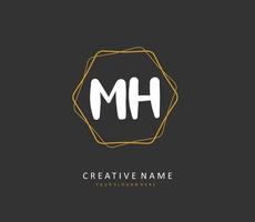 M H MH Initial letter handwriting and  signature logo. A concept handwriting initial logo with template element. vector