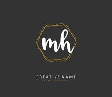 M H MH Initial letter handwriting and  signature logo. A concept handwriting initial logo with template element. vector