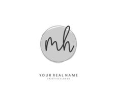 M H MH Initial letter handwriting and  signature logo. A concept handwriting initial logo with template element. vector