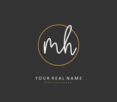 M H MH Initial letter handwriting and  signature logo. A concept handwriting initial logo with template element. vector