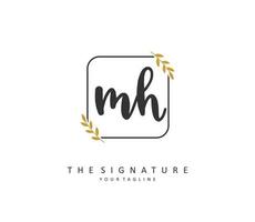 M H MH Initial letter handwriting and  signature logo. A concept handwriting initial logo with template element. vector