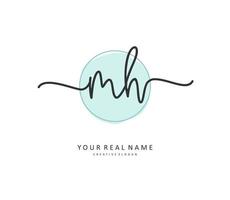 M H MH Initial letter handwriting and  signature logo. A concept handwriting initial logo with template element. vector