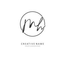 M H MH Initial letter handwriting and  signature logo. A concept handwriting initial logo with template element. vector