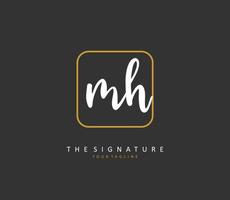 M H MH Initial letter handwriting and  signature logo. A concept handwriting initial logo with template element. vector