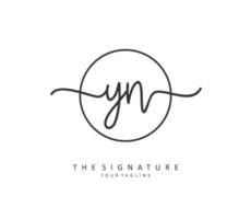 Y N YN Initial letter handwriting and  signature logo. A concept handwriting initial logo with template element. vector