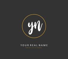 Y N YN Initial letter handwriting and  signature logo. A concept handwriting initial logo with template element. vector