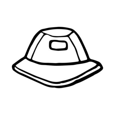 Panama hat in doodle style isolated on white background