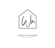 W N WN Initial letter handwriting and  signature logo. A concept handwriting initial logo with template element. vector