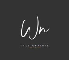 W N WN Initial letter handwriting and  signature logo. A concept handwriting initial logo with template element. vector