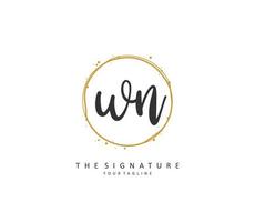 W N WN Initial letter handwriting and  signature logo. A concept handwriting initial logo with template element. vector