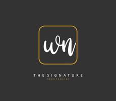 W N WN Initial letter handwriting and  signature logo. A concept handwriting initial logo with template element. vector