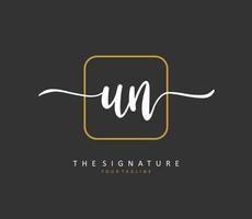 U N UN Initial letter handwriting and  signature logo. A concept handwriting initial logo with template element. vector