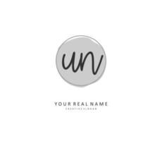 U N UN Initial letter handwriting and  signature logo. A concept handwriting initial logo with template element. vector