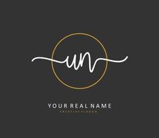 U N UN Initial letter handwriting and  signature logo. A concept handwriting initial logo with template element. vector