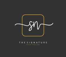 S N SN Initial letter handwriting and  signature logo. A concept handwriting initial logo with template element. vector