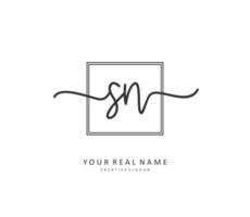 S N SN Initial letter handwriting and  signature logo. A concept handwriting initial logo with template element. vector