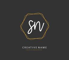 S N SN Initial letter handwriting and  signature logo. A concept handwriting initial logo with template element. vector