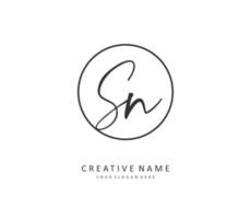 S N SN Initial letter handwriting and  signature logo. A concept handwriting initial logo with template element. vector