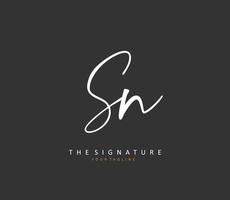 S N SN Initial letter handwriting and  signature logo. A concept handwriting initial logo with template element. vector