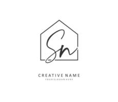 S N SN Initial letter handwriting and  signature logo. A concept handwriting initial logo with template element. vector