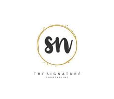S N SN Initial letter handwriting and  signature logo. A concept handwriting initial logo with template element. vector