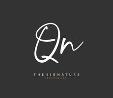 Q N QN Initial letter handwriting and  signature logo. A concept handwriting initial logo with template element. vector