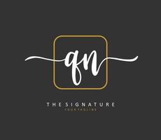 Q N QN Initial letter handwriting and  signature logo. A concept handwriting initial logo with template element. vector
