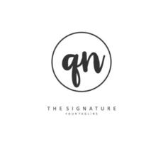 Q N QN Initial letter handwriting and  signature logo. A concept handwriting initial logo with template element. vector