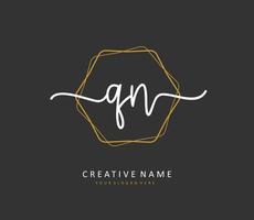 Q N QN Initial letter handwriting and  signature logo. A concept handwriting initial logo with template element. vector