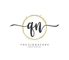 Q N QN Initial letter handwriting and  signature logo. A concept handwriting initial logo with template element. vector