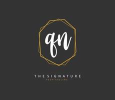 Q N QN Initial letter handwriting and  signature logo. A concept handwriting initial logo with template element. vector