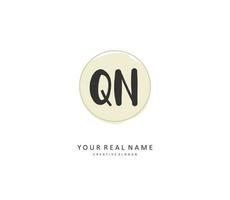 Q N QN Initial letter handwriting and  signature logo. A concept handwriting initial logo with template element. vector