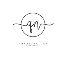 Q N QN Initial letter handwriting and  signature logo. A concept handwriting initial logo with template element. vector