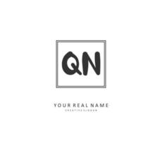 Q N QN Initial letter handwriting and  signature logo. A concept handwriting initial logo with template element. vector