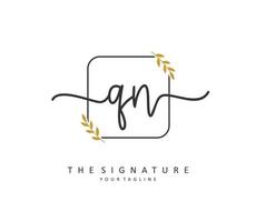 Q N QN Initial letter handwriting and  signature logo. A concept handwriting initial logo with template element. vector