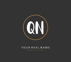 Q N QN Initial letter handwriting and  signature logo. A concept handwriting initial logo with template element. vector