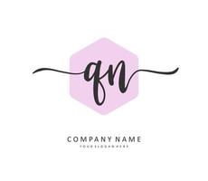 Q N QN Initial letter handwriting and  signature logo. A concept handwriting initial logo with template element. vector