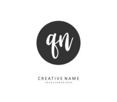 Q N QN Initial letter handwriting and  signature logo. A concept handwriting initial logo with template element. vector